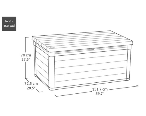 Opbergbox, kussenbox Keter Signature Ashwood 570 L houtlook antraciet/bruin