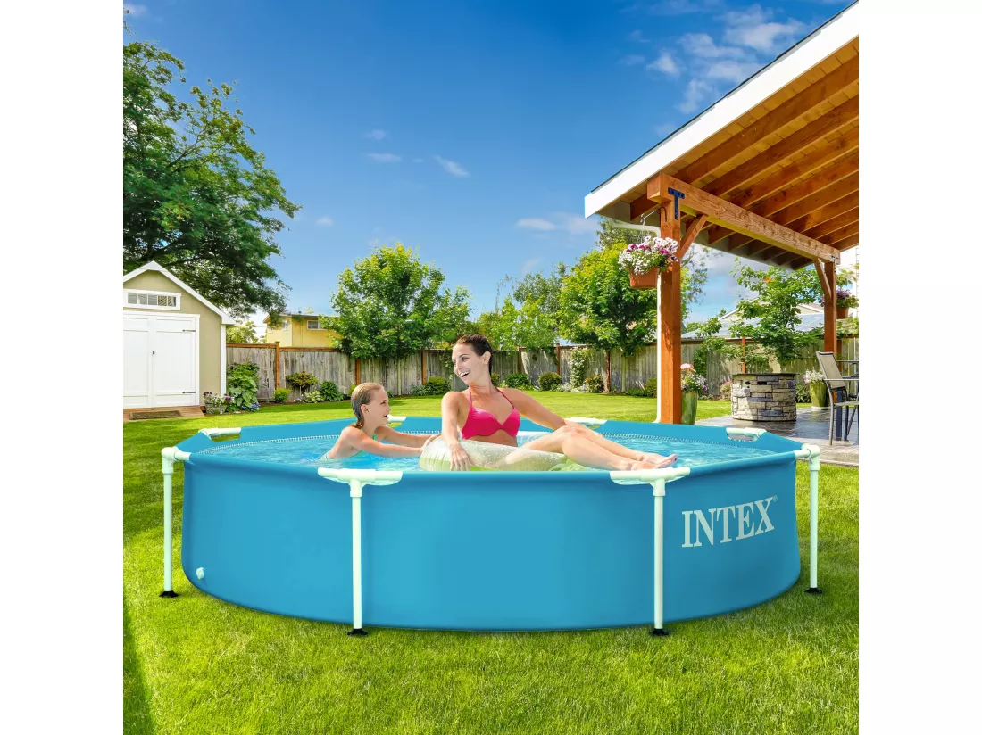 Piscine familiale enfants avec cadre métallique hors sol 244 x 51 cm ronde Intex