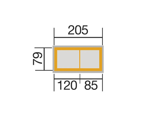 Weka classic verhoogde bak, trapsgewijs verhoogde bak 669, 205 x 79 x 81 cm, naturel