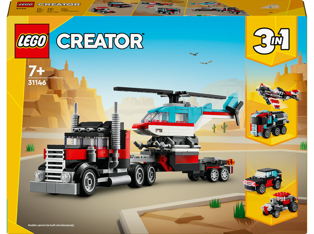 CAMIÃO DE PLATAFORMA COM HELICÓPTERO LEGO CREATOR
