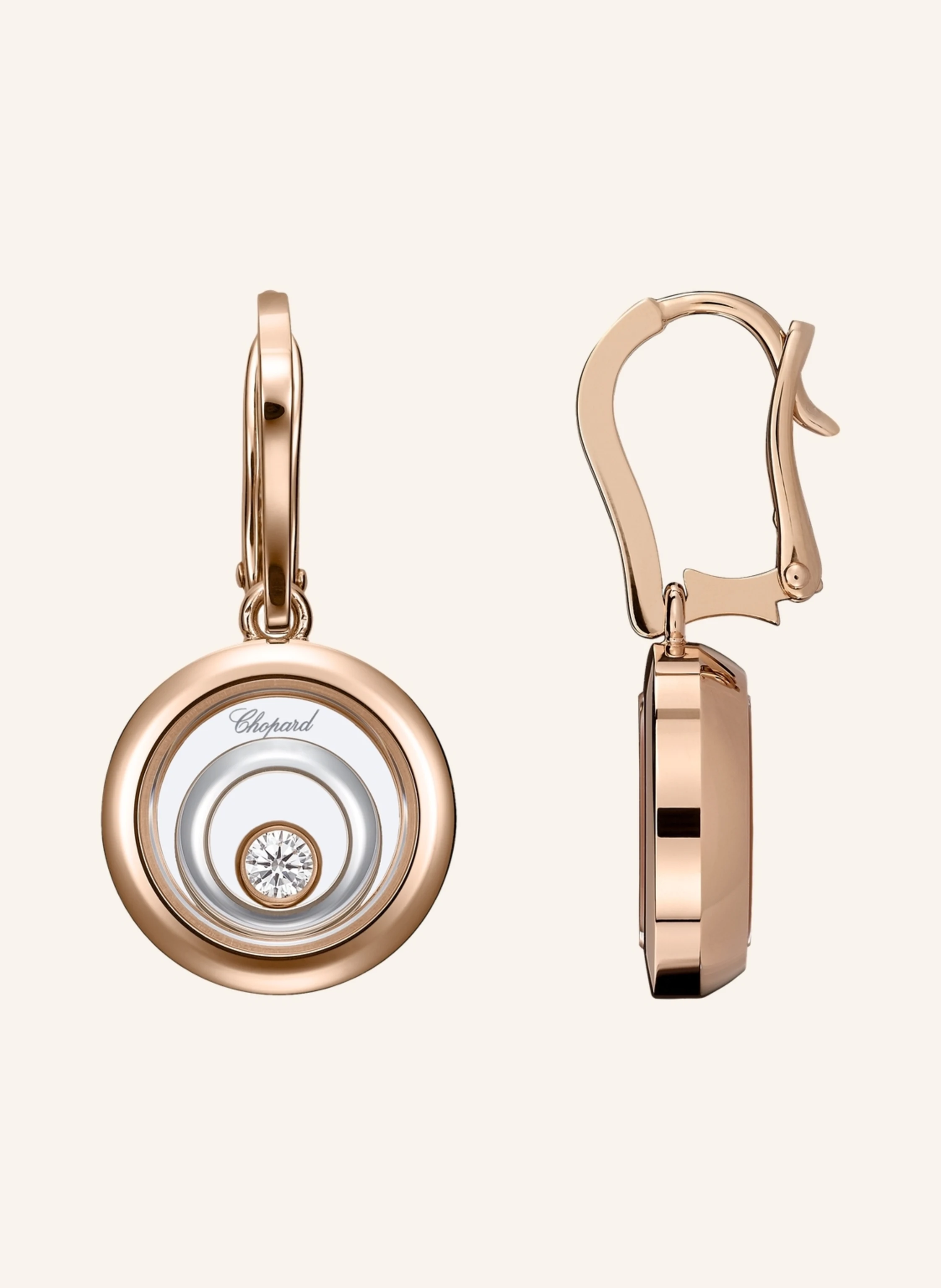 Chopard Ohrring HAPPY SPIRIT Ohrringe aus 18 Karat Roségold, aus 18 Karat Weißgold und Diamanten