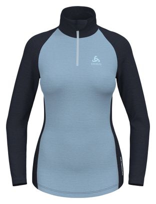 Baselayer Femme Odlo 1/2 Zip Performance Wool 150 Bleu