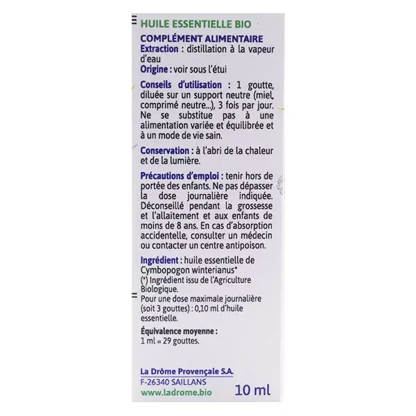 Óleo Essencial de Citronela de Java Orgânica Ladrome 10ml