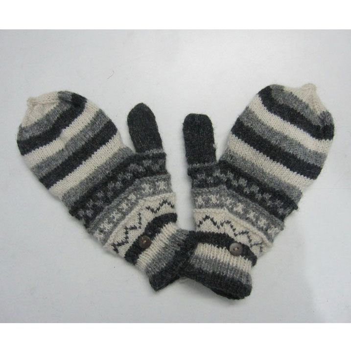 Handschuhe grau/weiß, handgestrickt in Nepal günstig bestellen