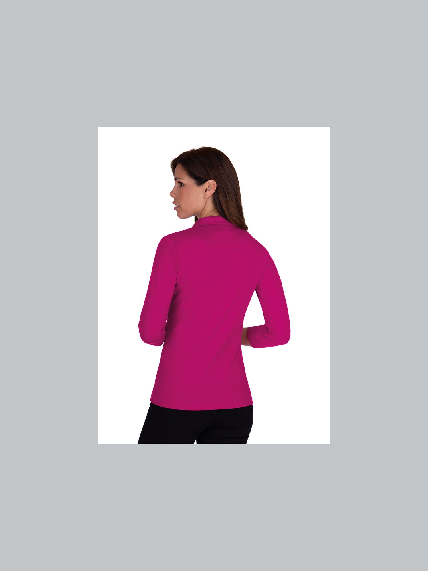 Poloshirt mit Kristallsteinen Magenta