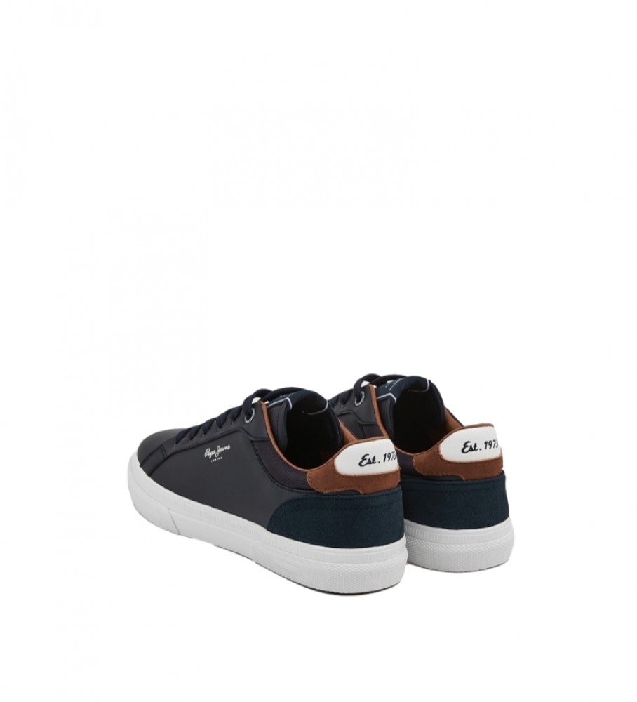 Tênis de couro Pepe Jeans Kenton Court, azul marinho