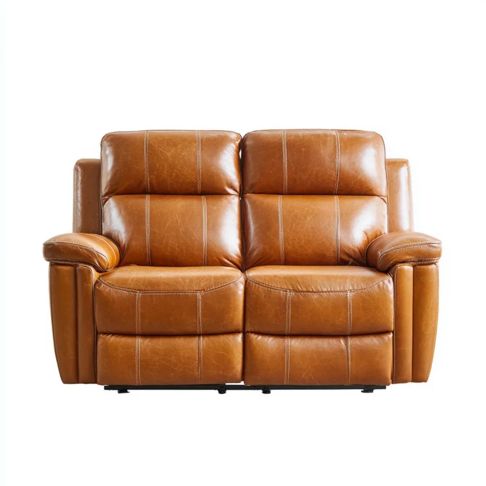 2-Sitzer Ledersofa 150x90x100 cm - Braun - Klassisches Design
