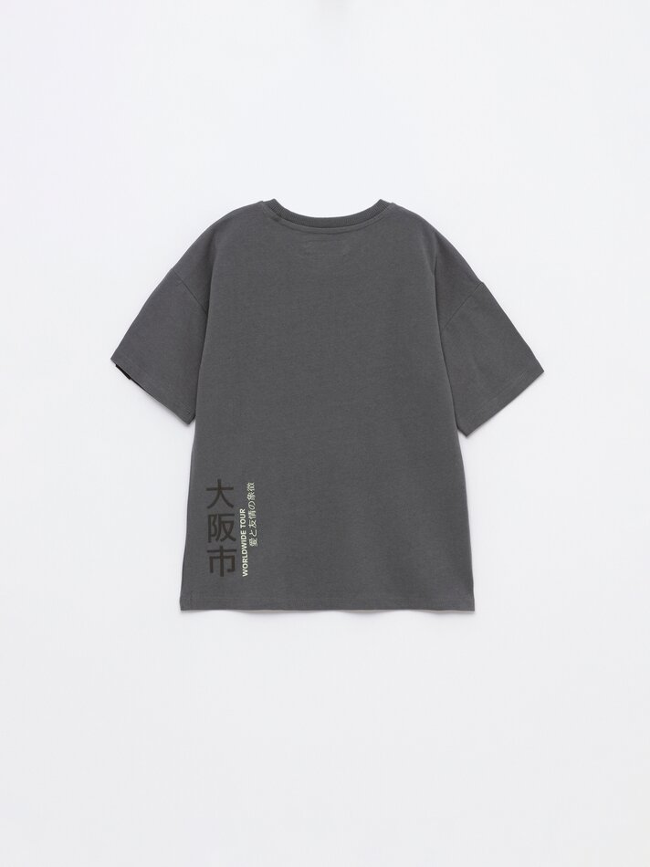 Camiseta de manga comprida estampada - Chumbo