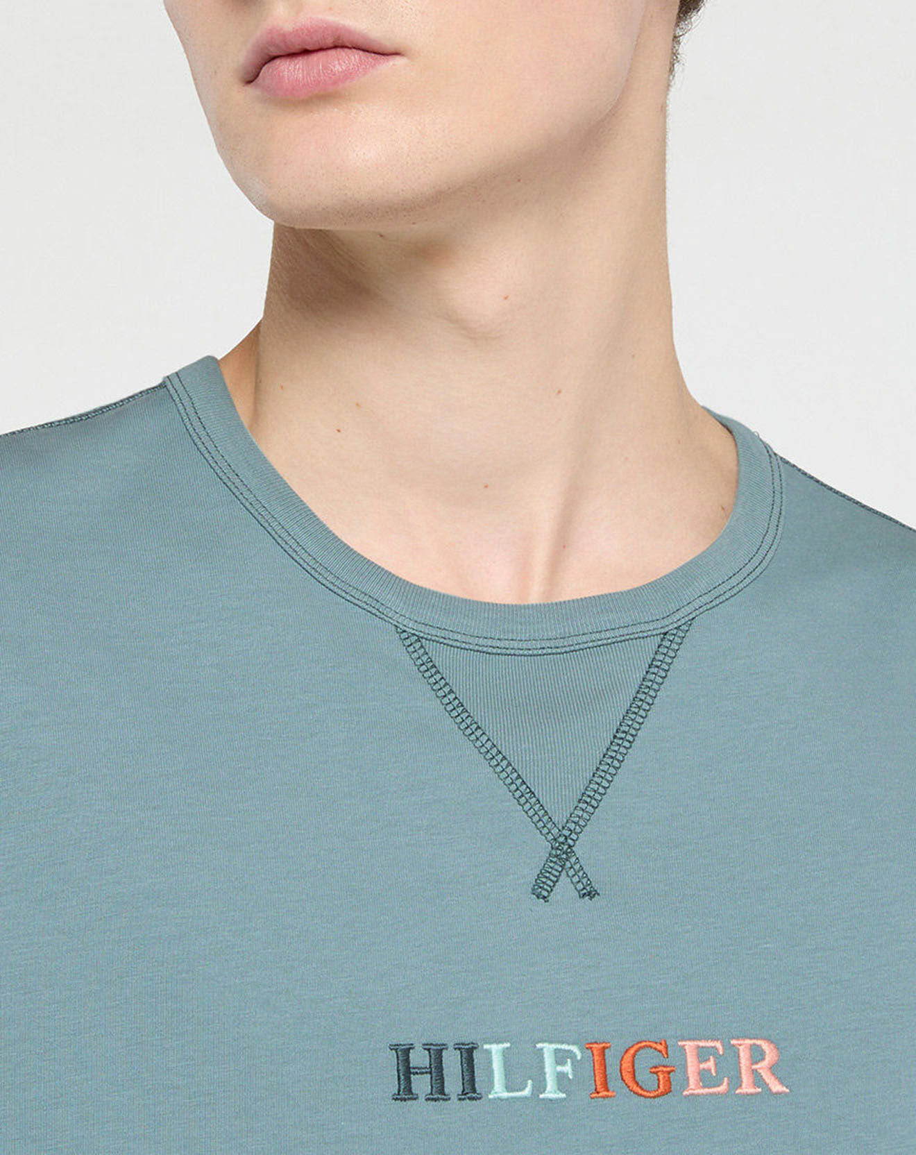 Tommy Hilfiger T-Shirt Contrast Stitch bleu vert