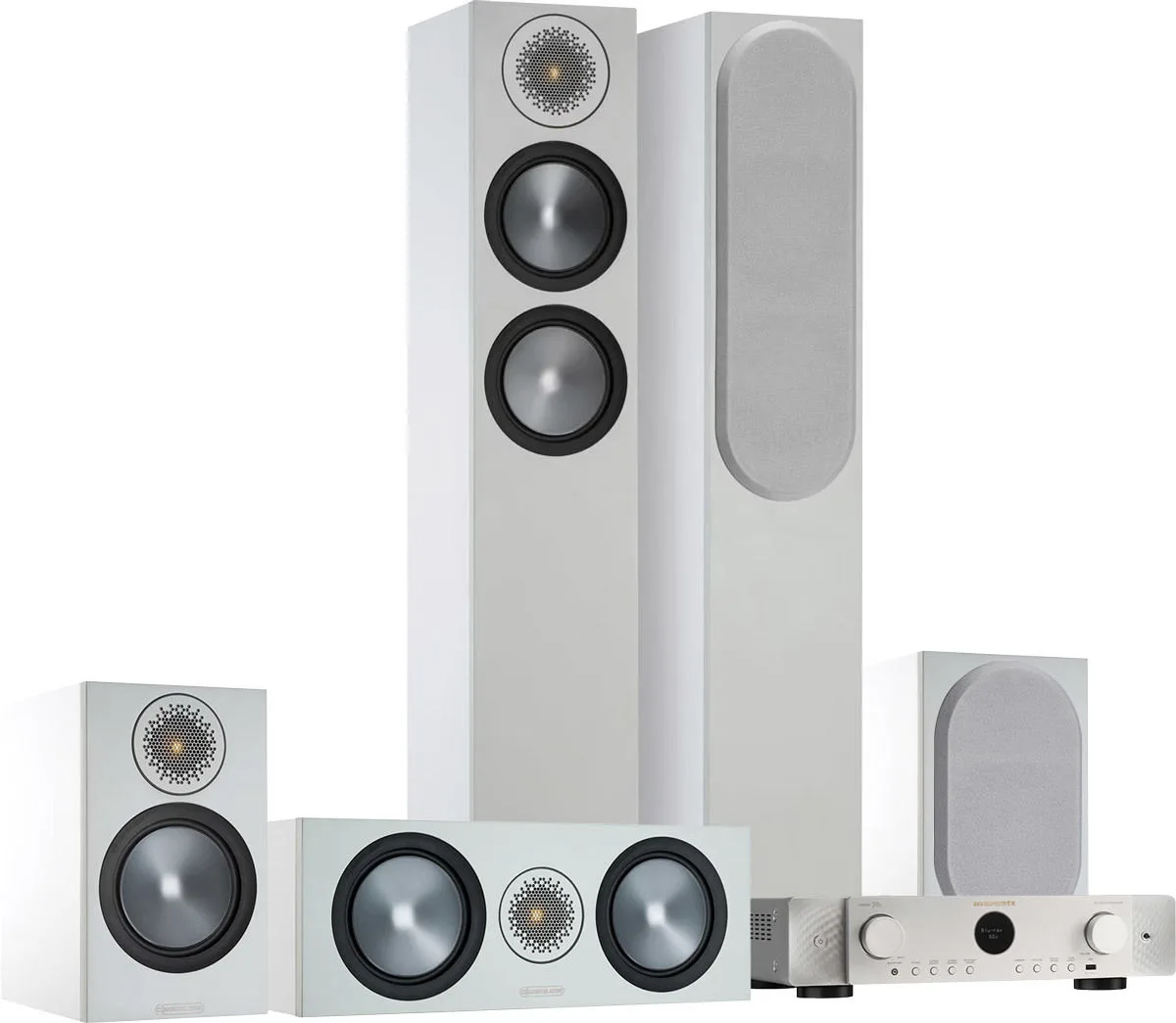 Marantz Cinema 70S Silver Gold   Monitor Audio Bronze 200 HCM 5.0 Noir Chaînes Grand Spectacle