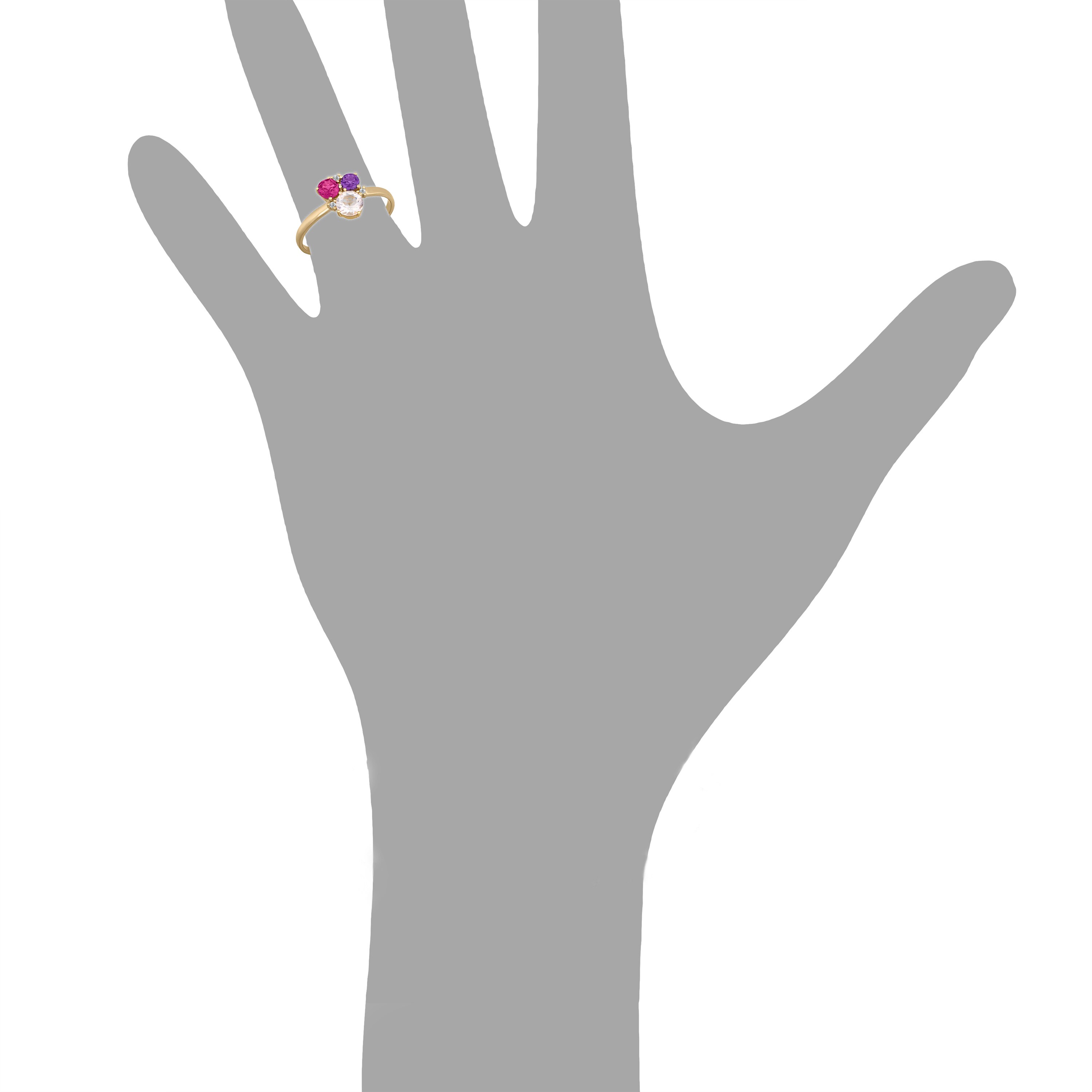 Orolino Ring Gold 585 mit Rosaquartz Amethyst Rhodolith Brillant