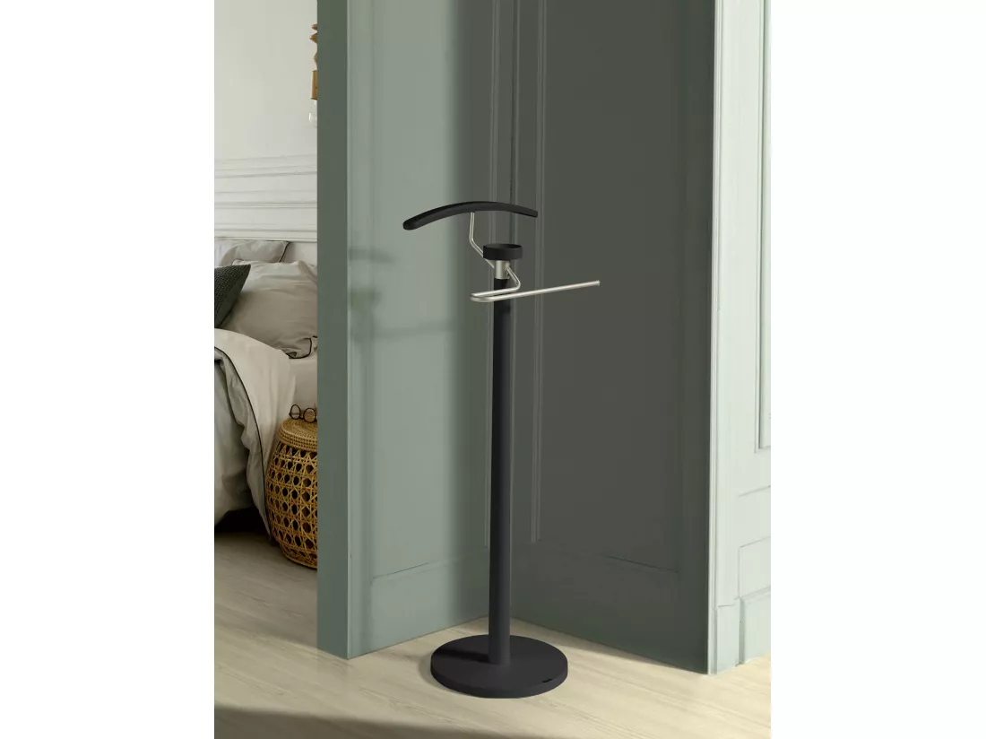 Valet de nuit - H112cm x L46cm x P34cm - hêtre massif noir - Bold