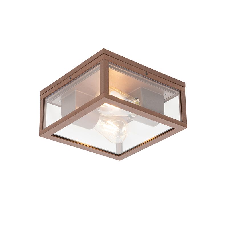Industriële plafondlamp roestbruin IP44  2-lichts - Charlois
