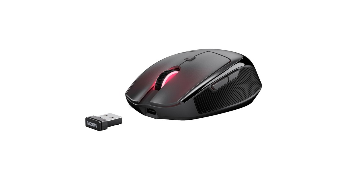 SharkoonOfficePal M25W muis  (Zwart, 400 - 4000 dpi, RGB, 2,4 GHz / USB)