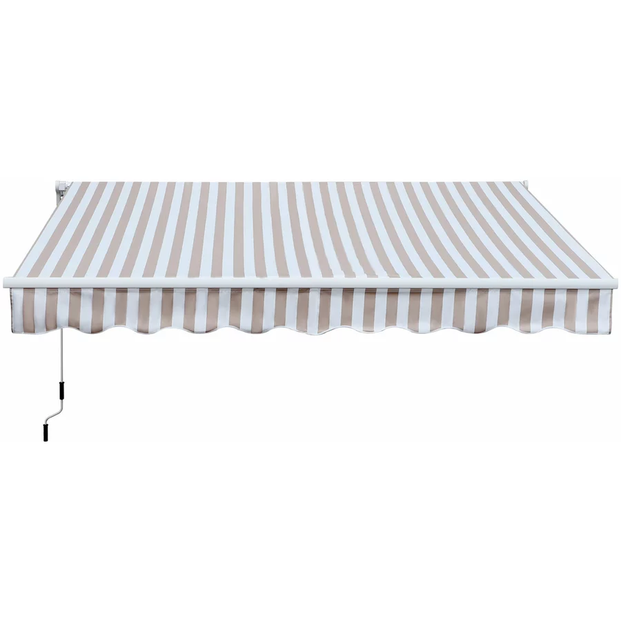 Outsunny Markise mit Handkurbel weißbeige