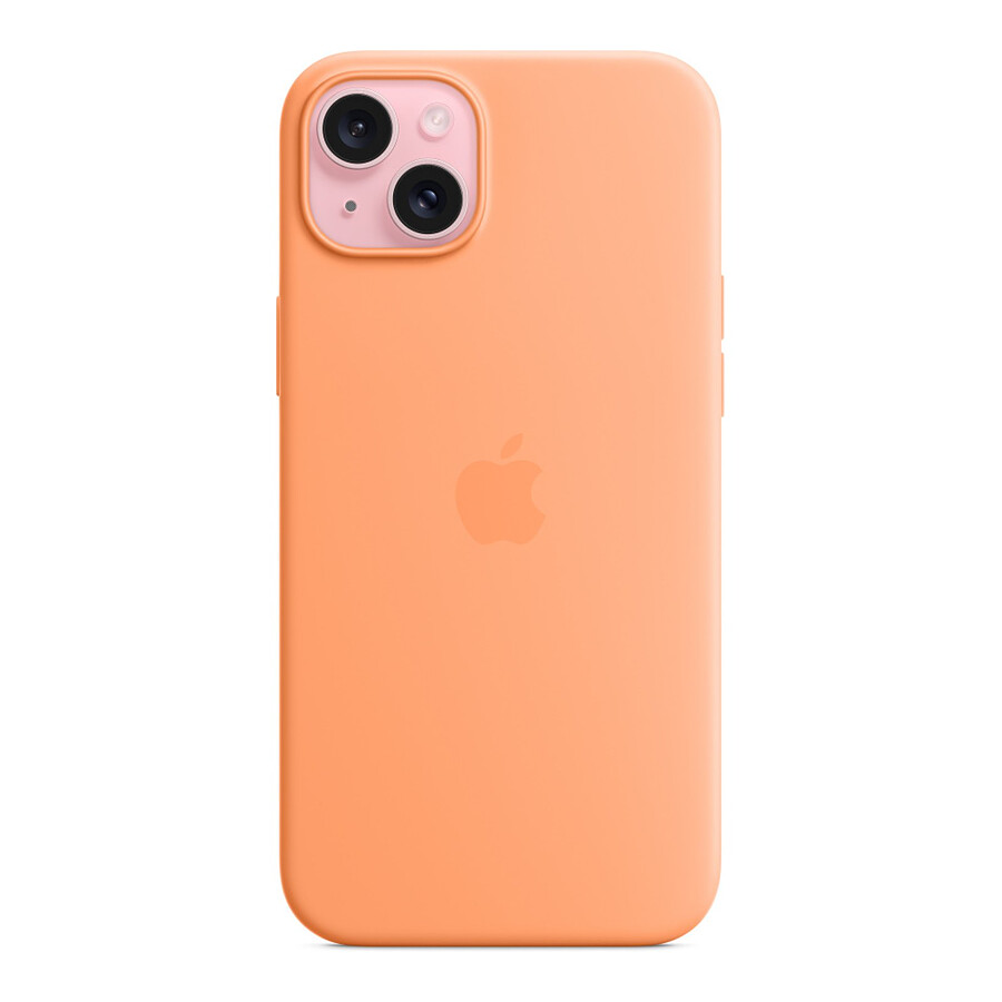 Apple Coque en silicone avec MagSafe pour iPhone 15 Plus - Sorbet à l'orange