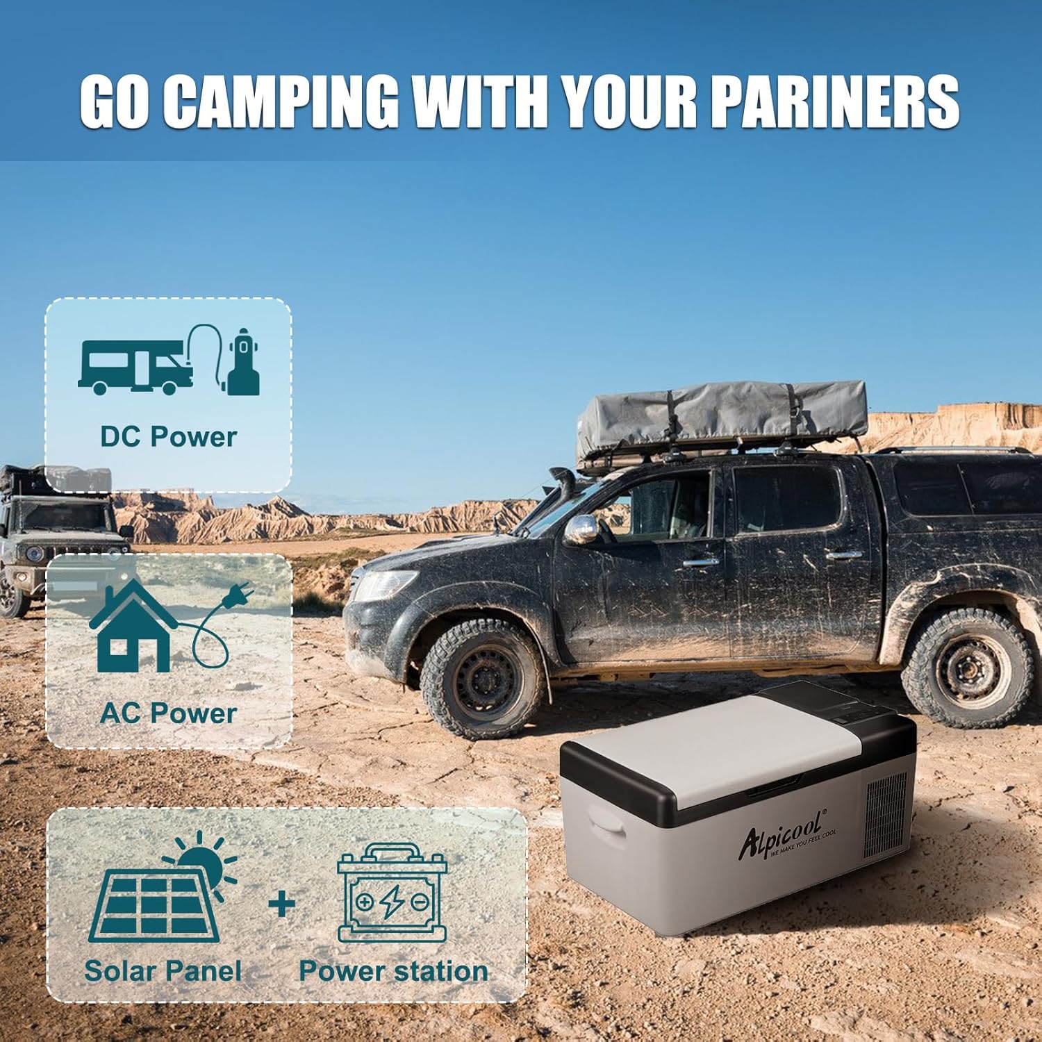 Alpicool EC15 15L Kompressor Kühlbox 12v Mini Kühlschrank Elektrische Camping-Gefrierbox Klein Tragbare für Auto, Lkw, Boot, RV mit USB Anschluss,-20℃-20℃,Wiederaufladbar(Batterie nicht enthalten)