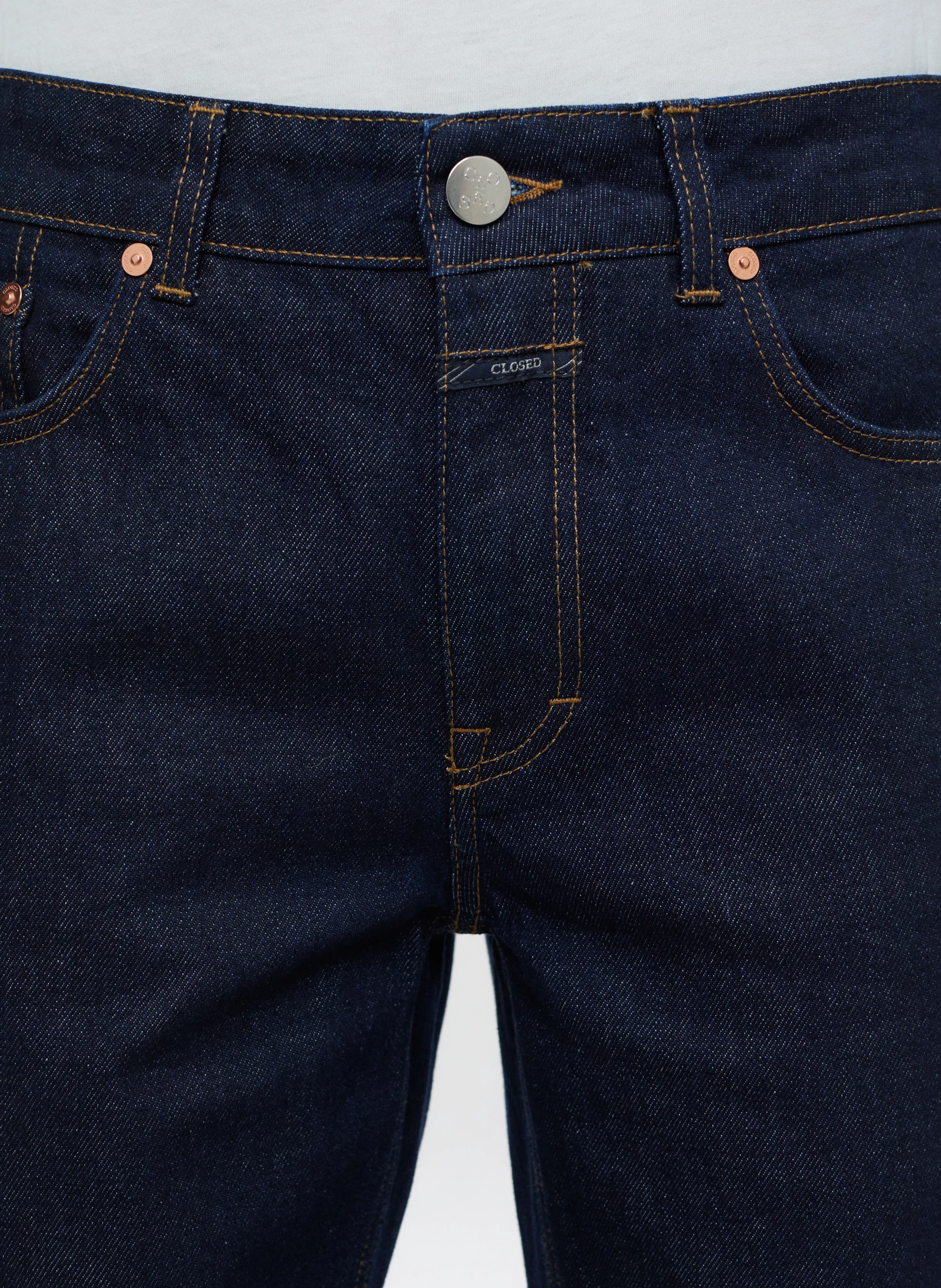 MILO - Jean droit cropped en coton mélangé | Bleu