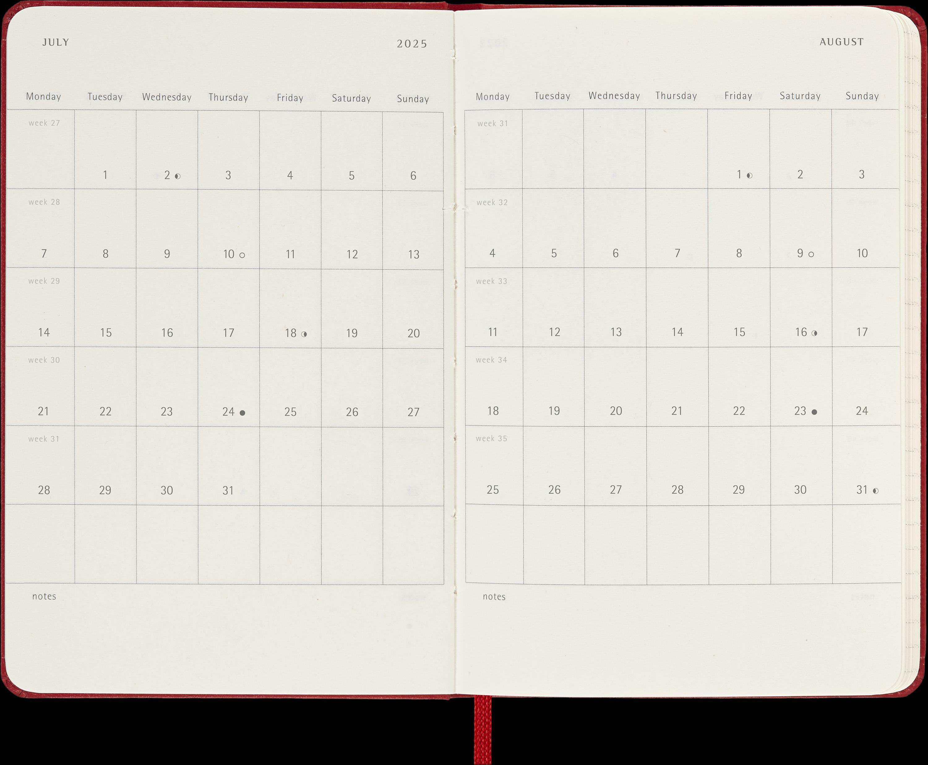 Moleskine 12 Monate Tageskalender 2025, Pocket/A6