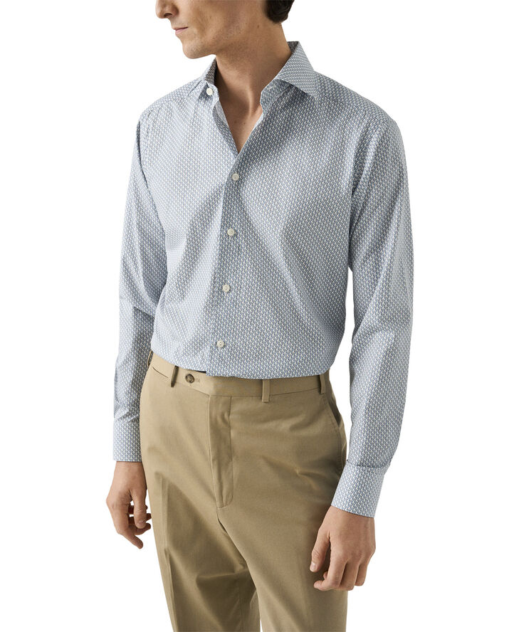 ETON Slim Fit Light blue Parrot Print Signature Twill Shirt Blå