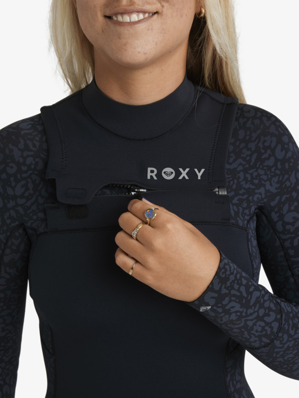 5/4 Swell Natural Combinaison de surf zip poitrine Noir Femme