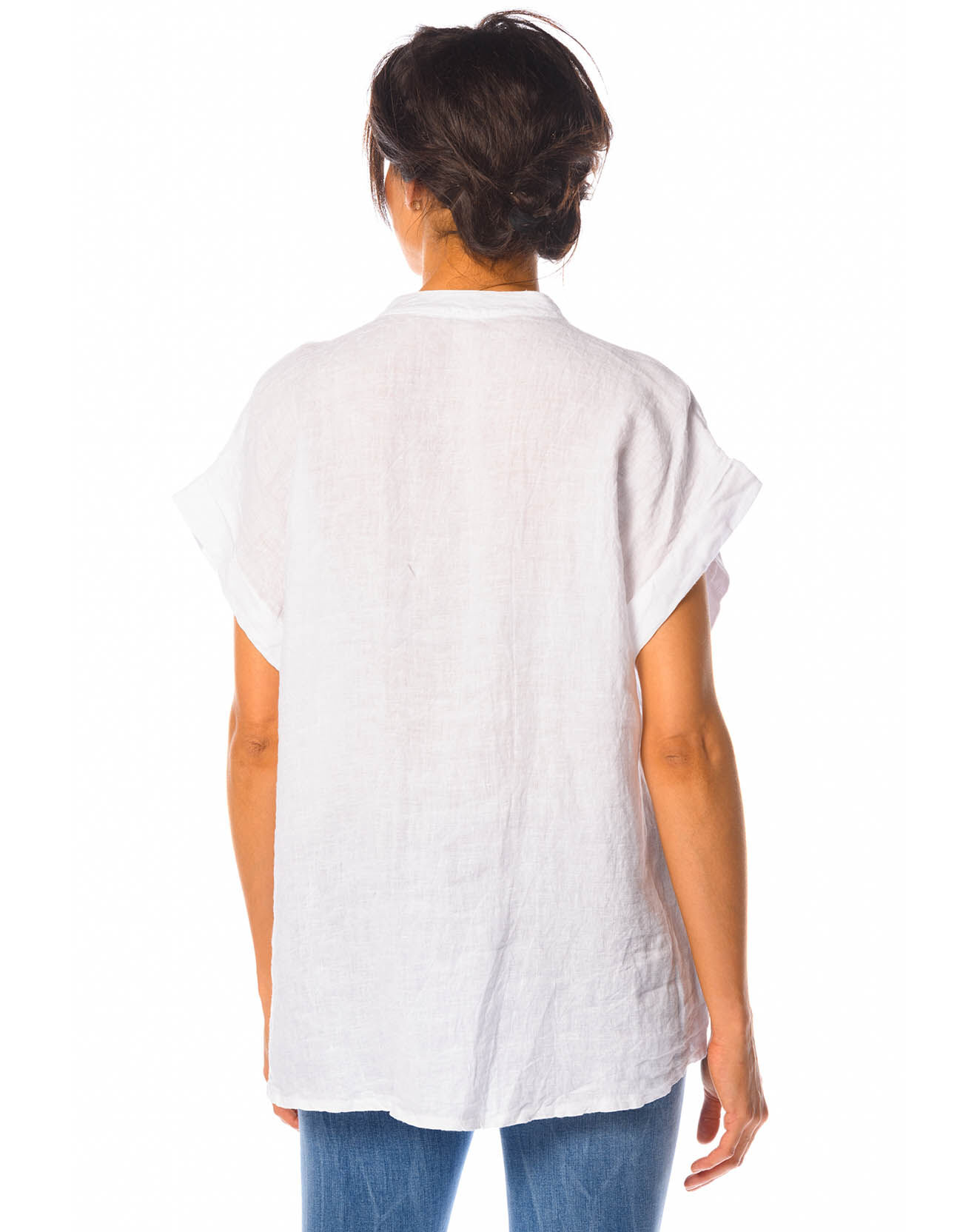 La Bohème Chemise 100% Lin Lilas blanche