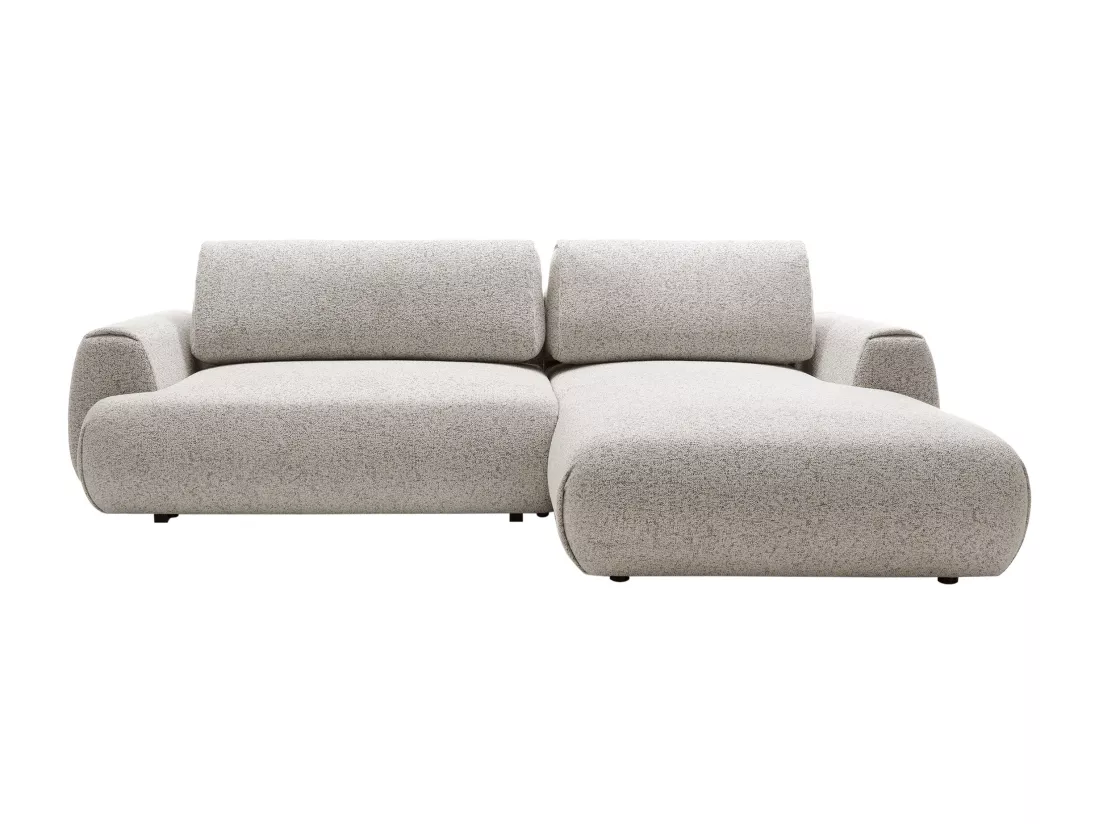Canapé d'angle droit convertible en tissu texturé gris clair MONELIA
