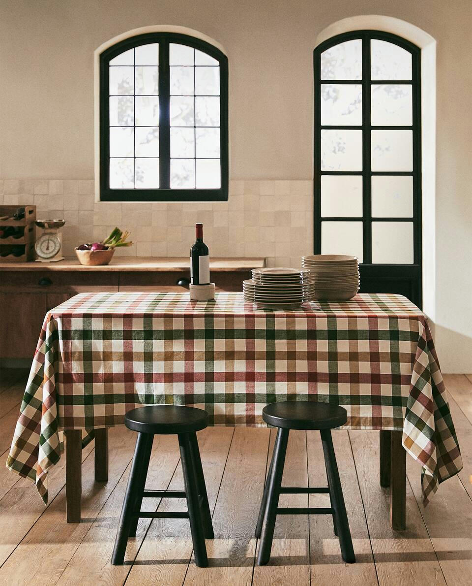 TOALHA DE MESA XADREZ COM FIOS TINGIDOS