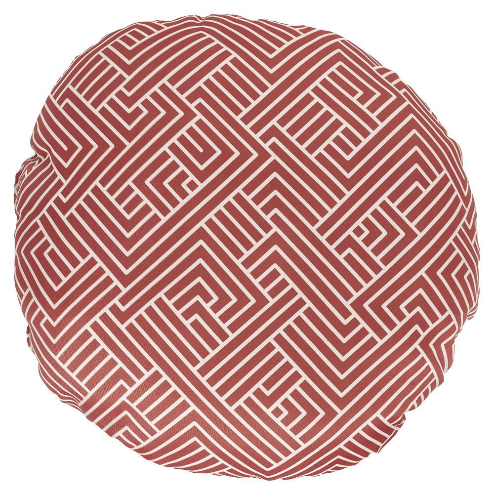 Coussin rond imprimé graphique Manarola rose saumon