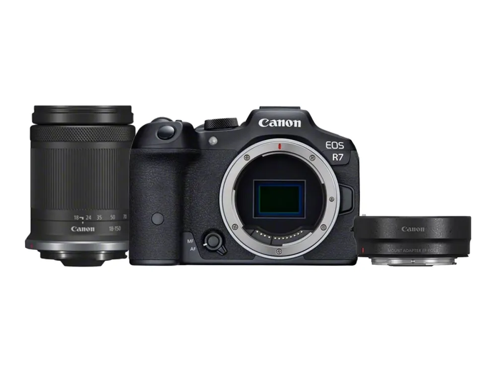 Canon EOS R7 - Digitalkamera - spejlløst - 32.5 MP - 4K / 60 fps - 8.3x optisk zoom RF-S 18-150 mm F3.5-6.3 IS STM objektiv - Wi-Fi, Bluetooth