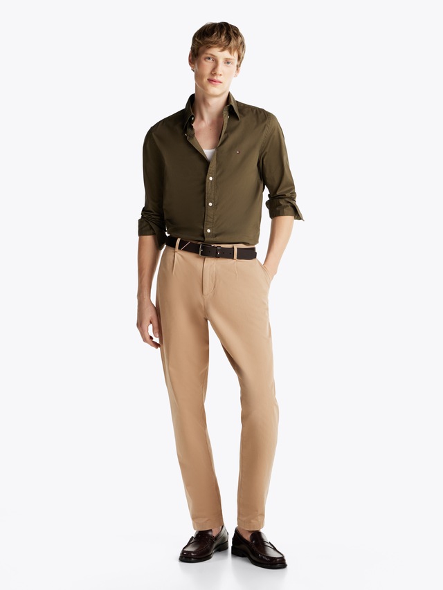Tommy Hilfiger Businesshemd »FLEX POPLIN SOLID Regular Fit SHIRT mit Button-down und Rückenfalte«, unifarben, klassisch, regular fit, Baumwolle, Kragen
