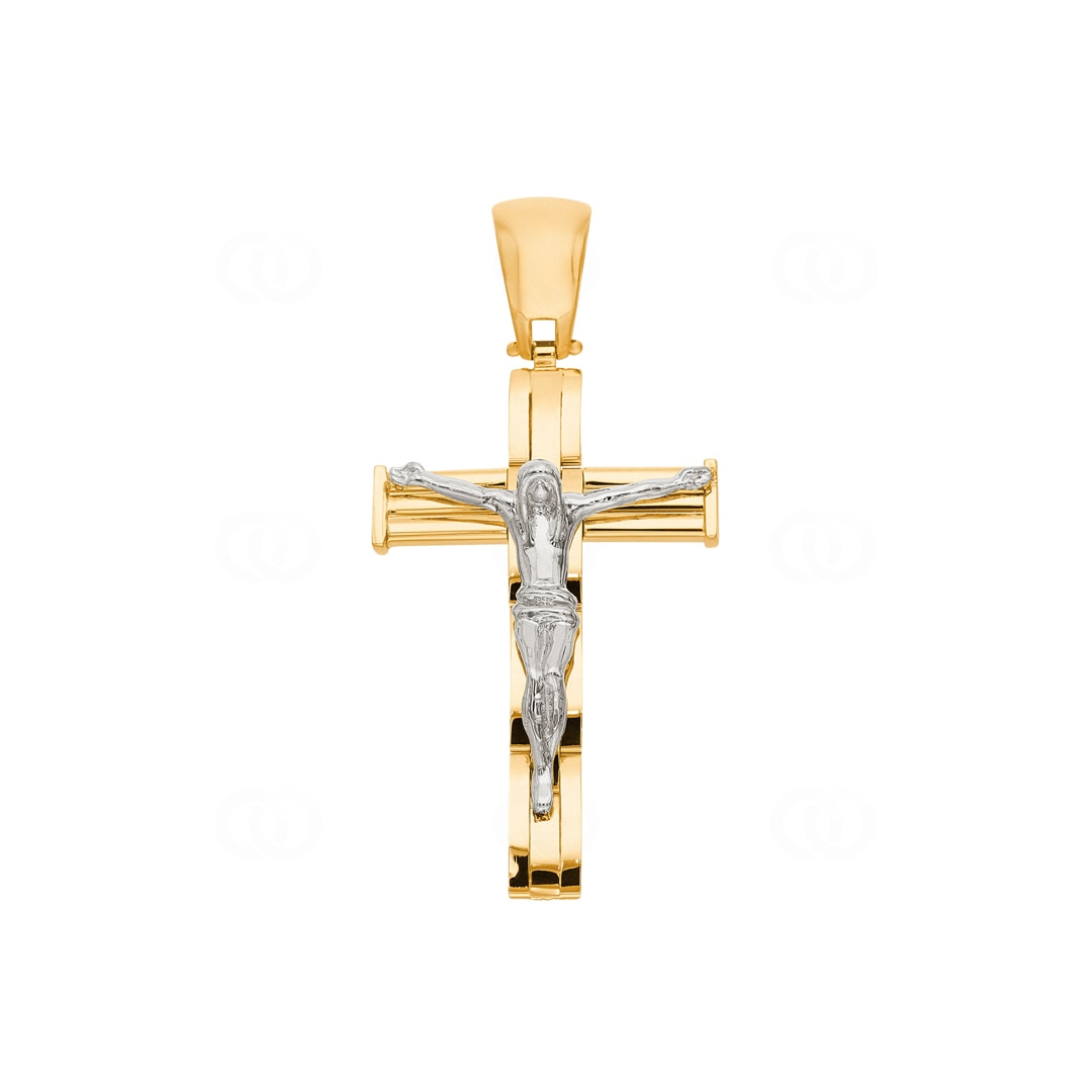 Anhänger 750/18 K Gelbgold Kreuz mit Jesus 48 x 24mm