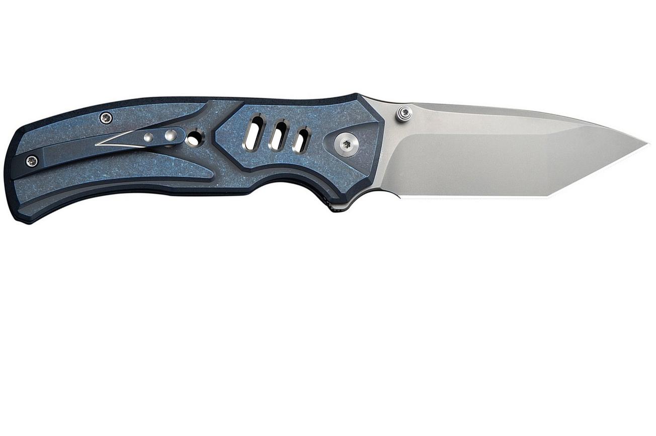 WE Knife Zentron WE24094-4 Stonewashed Böhler M390, Blue Titanium, zakmes