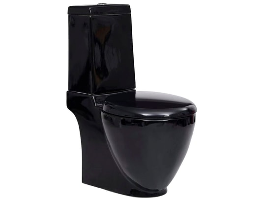 VIDAXL - Toilette en céramique écoulement d'eau à l'arrière noir
