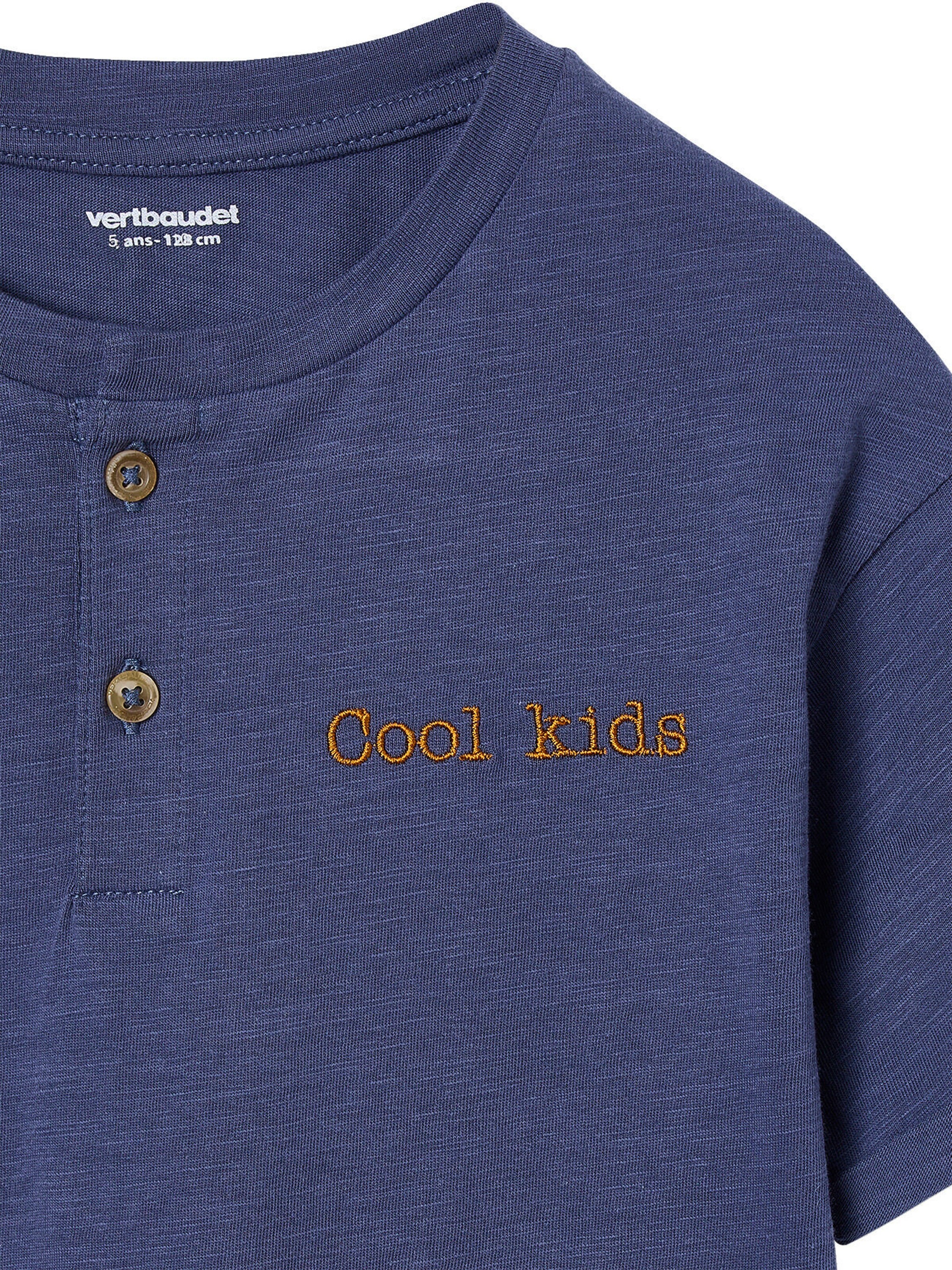 Vertbaudet Jungen Henley-Shirt mit Recycling-Baumwolle BASIC schieferblau