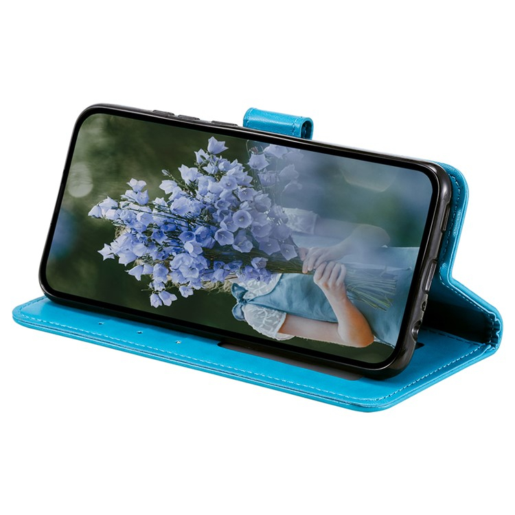 Samsung Galaxy A36 Leder Tasche Wallet - Mandala Flowers Imprint - Blau
