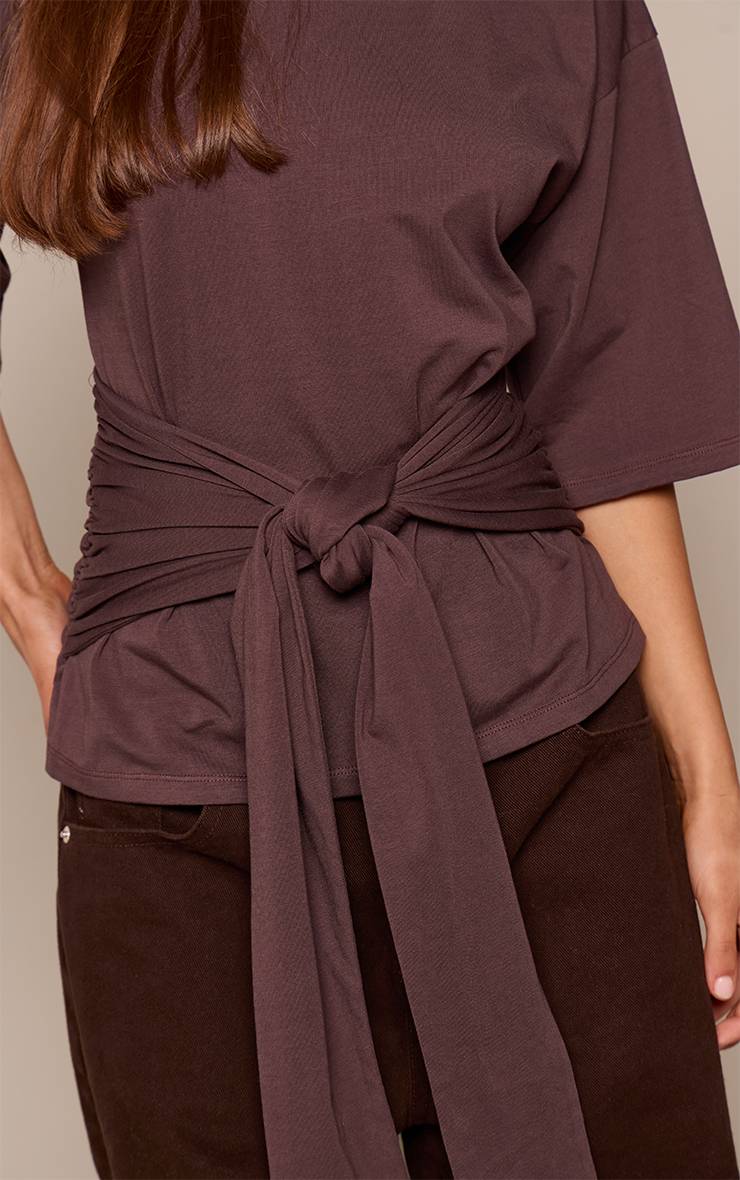 Chocolat T-shirt En Coton Avec Détail Drapé