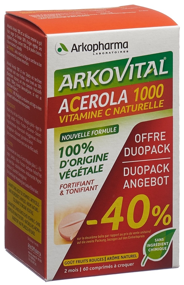 ARKOVITAL Acerola Arkopharma 1000 mg<br>2 × 30 Stück, Tablette, Duo