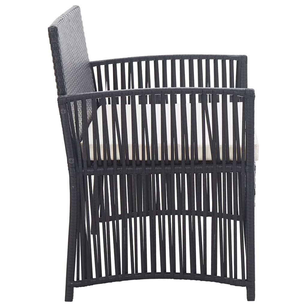 Salon de jardin meuble d'extérieur ensemble de mobilier 4 pièces avec coussin résine tressée noir