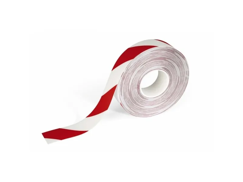 Advarselstape Duraline Strong 50mm x 30m 0,7mm rød/hvid - (30 meter pr. rulle)