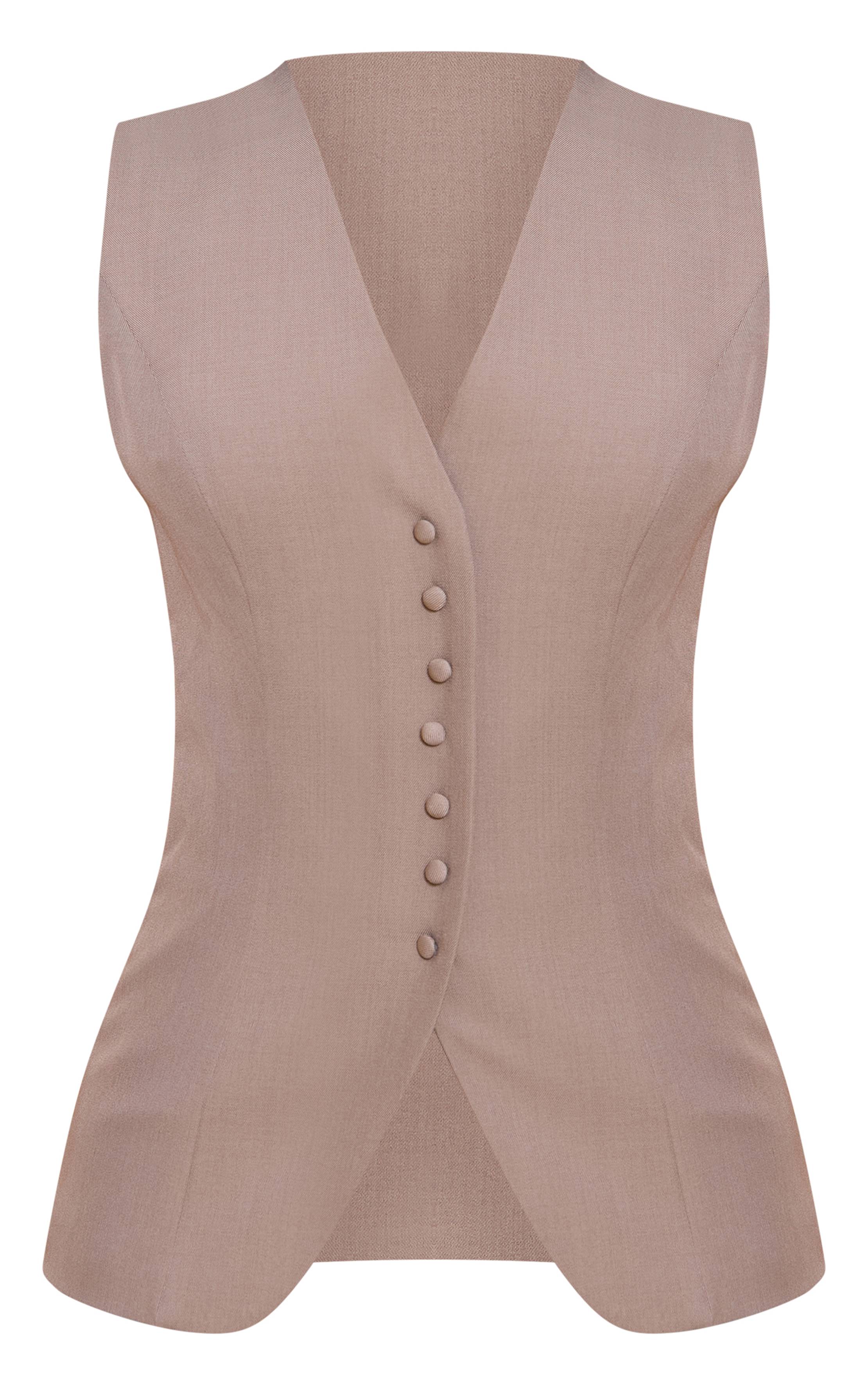 Champignon Gilet Sans Col Boutonné Petite Taille