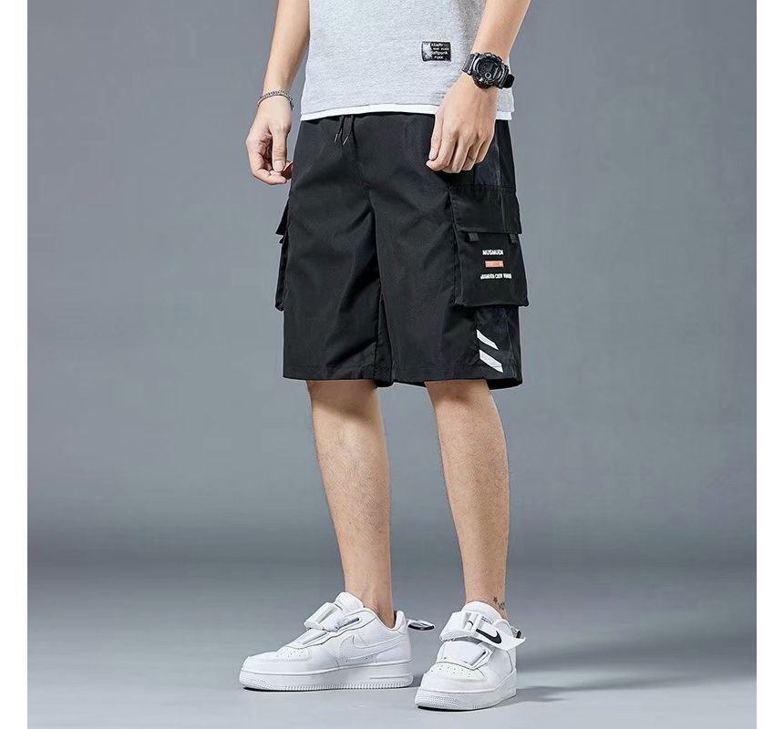 Acrius - Mid Rise Plain Cargo Shorts