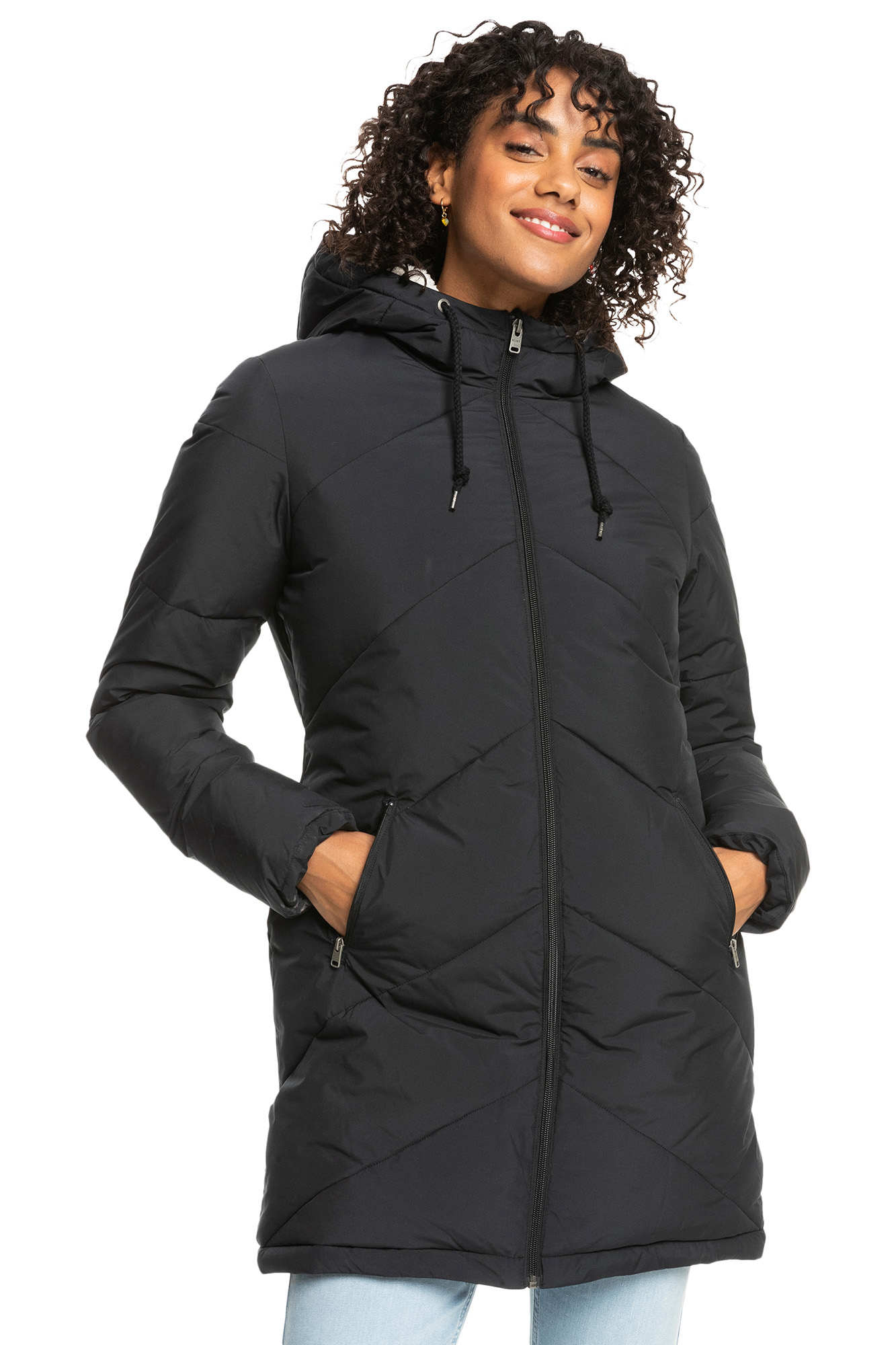 Better Weather™ - Jaqueta feminina longa acolchoada com capuz