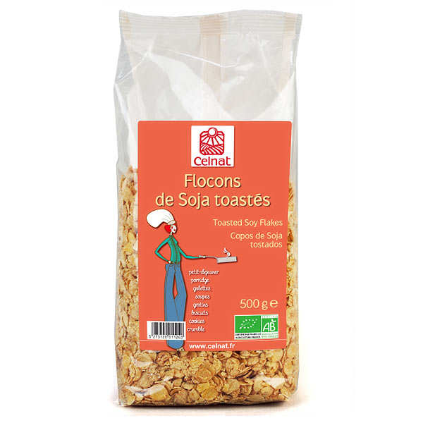 Flocons de soja toastés bio