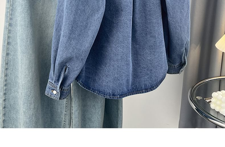 Magimomo - Denim overhemd met lange mouwen