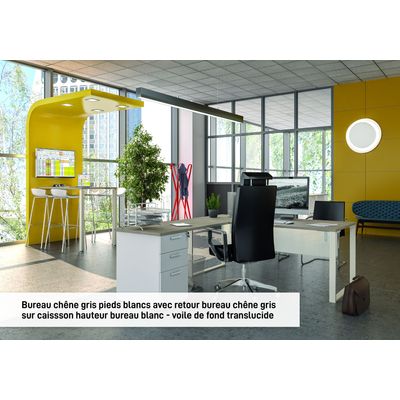 Bureau droit LOFTER - L120 cm - Plateau imitation Erable - pied Carbone