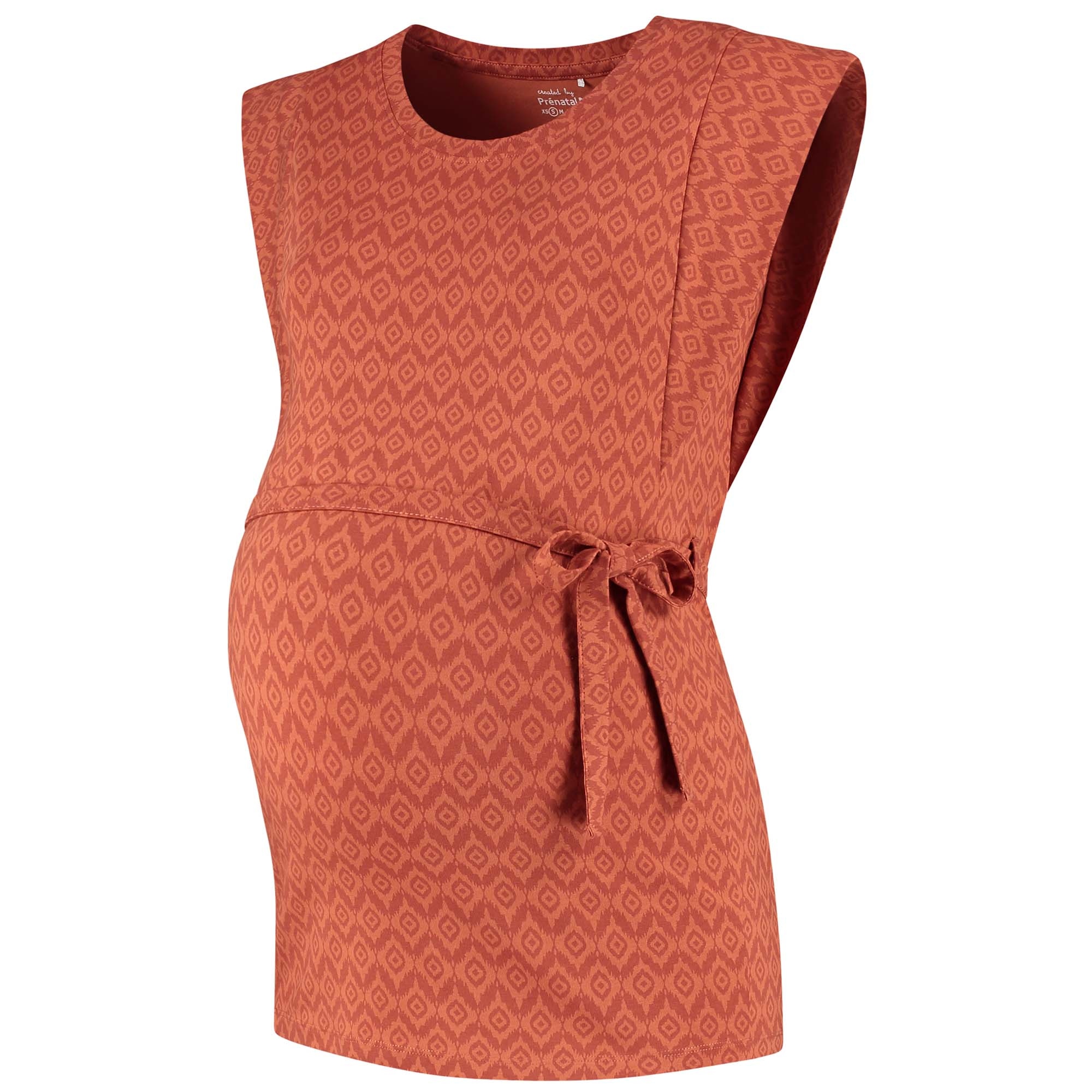 Prénatal zwangerschapsshirt mouwloos all over print rood