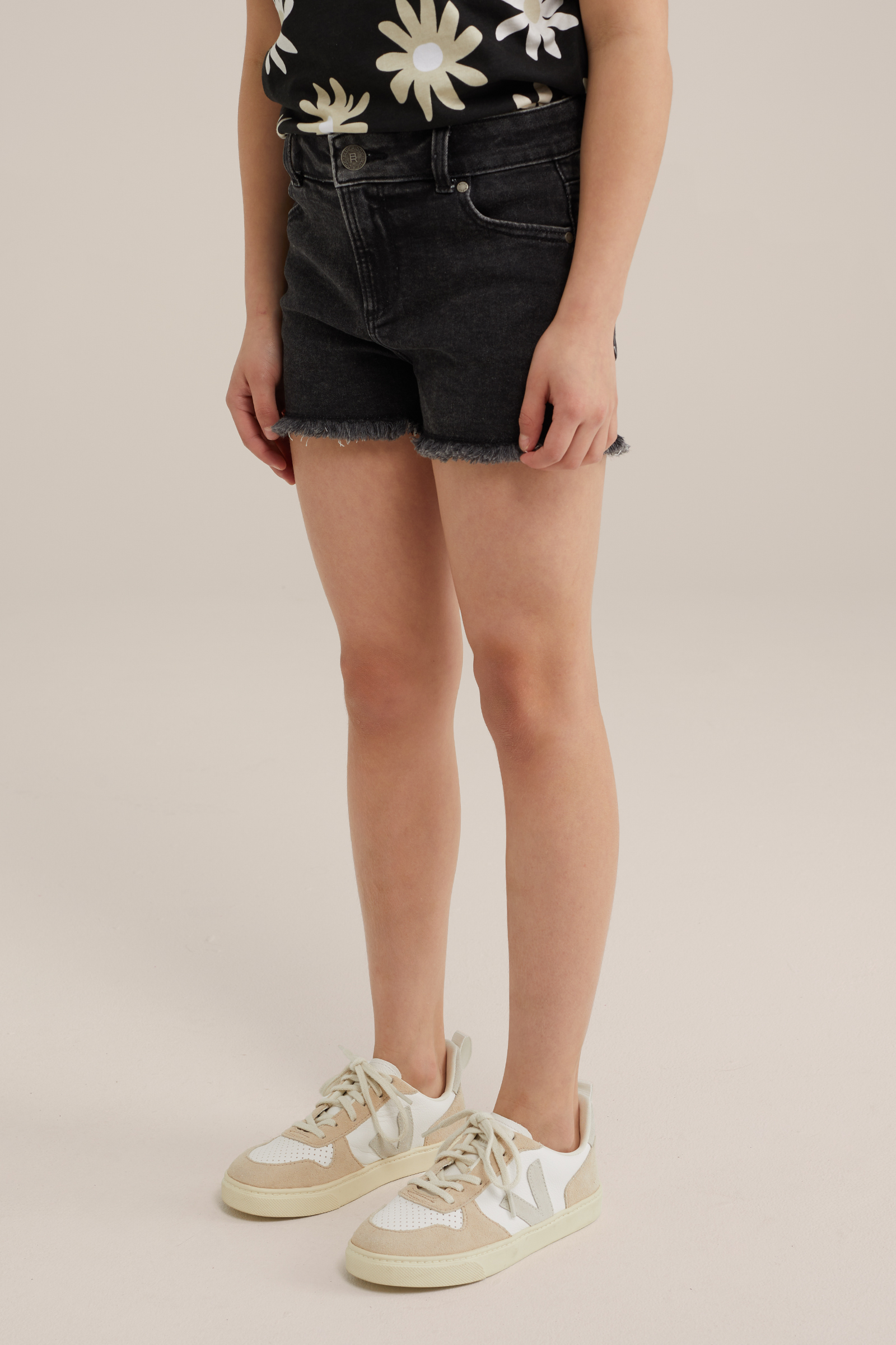 Meisjes slim fit denimshort Blue Ridge Donkergrijs