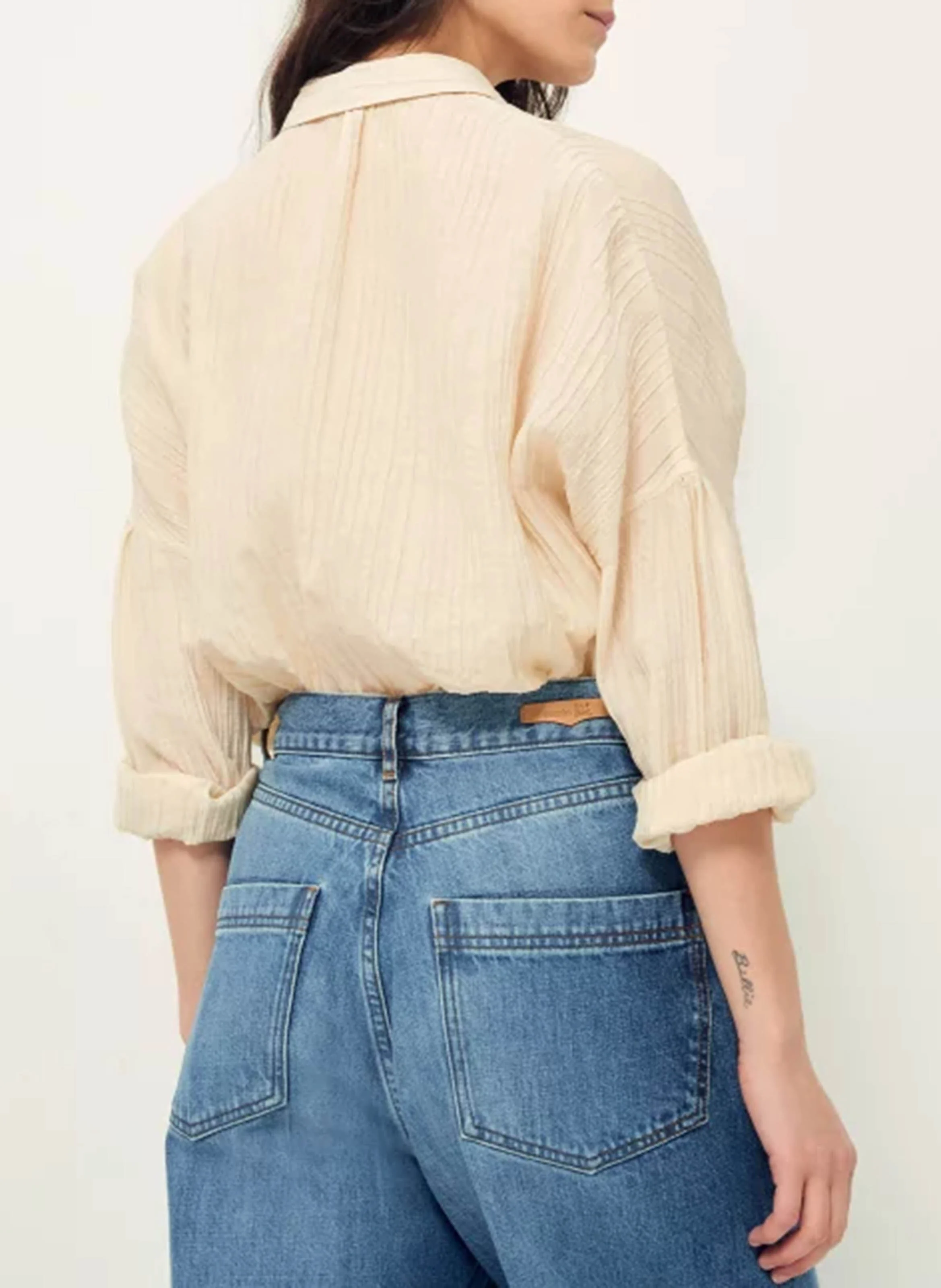 BOTAN - Chemise col classique oversize en coton | Beige
