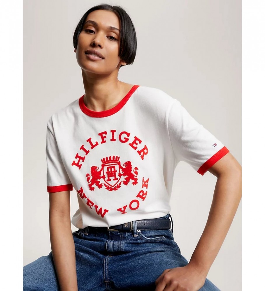 Camiseta Tommy Hilfiger Velvety White College Logo